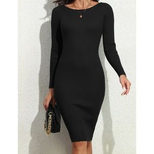 PrettyGuide Women's Boat Neck Bodycon Sweater Dress Long Sleeve Slim Fit